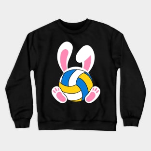 Volleyball Easter bunny with rabbit ears bunny feet Crewneck Sweatshirt